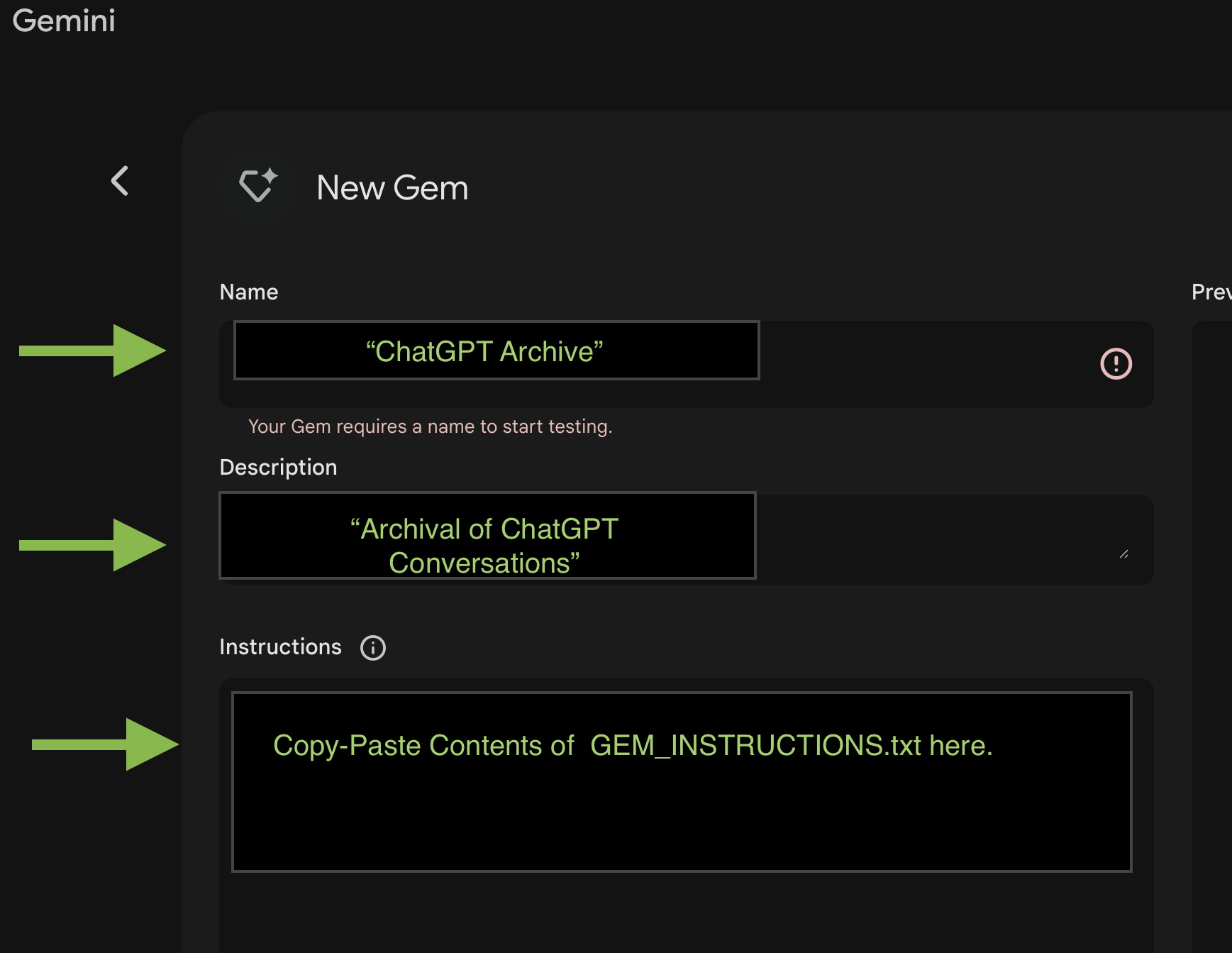 Pasting Instructions